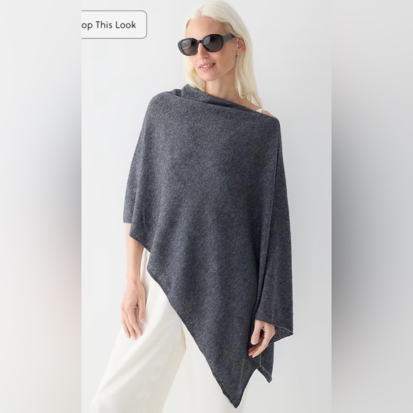 J. Crew Accessories - J.Crew NWOT Cashmere-wool blend poncho in heather charcoal